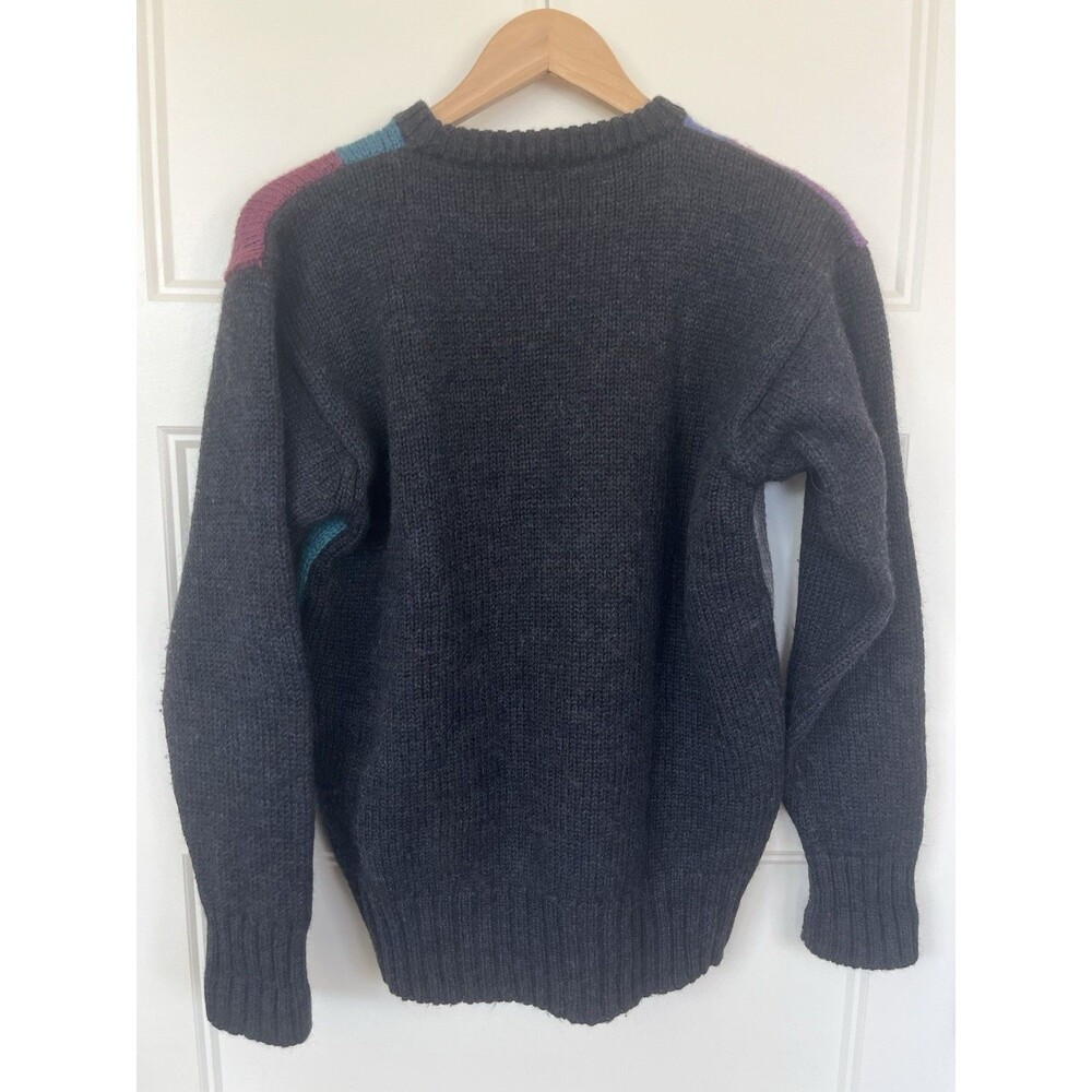 Vtg Boston Traders Patchwork Knit Wool Sweater Large Multicolor Grandpacore - Picture 2 of 6